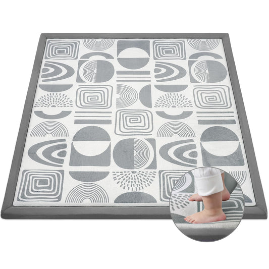 Omedecal 50"×50" Baby Play Mat for Floor & Playpen, 1.2" Thick High-Density Foam Nursery Mat for Tummy Time, Soft Plush Carpet with Non-Slip Bottom for Infant Toddler Baby Crawling & Playing (Grey)