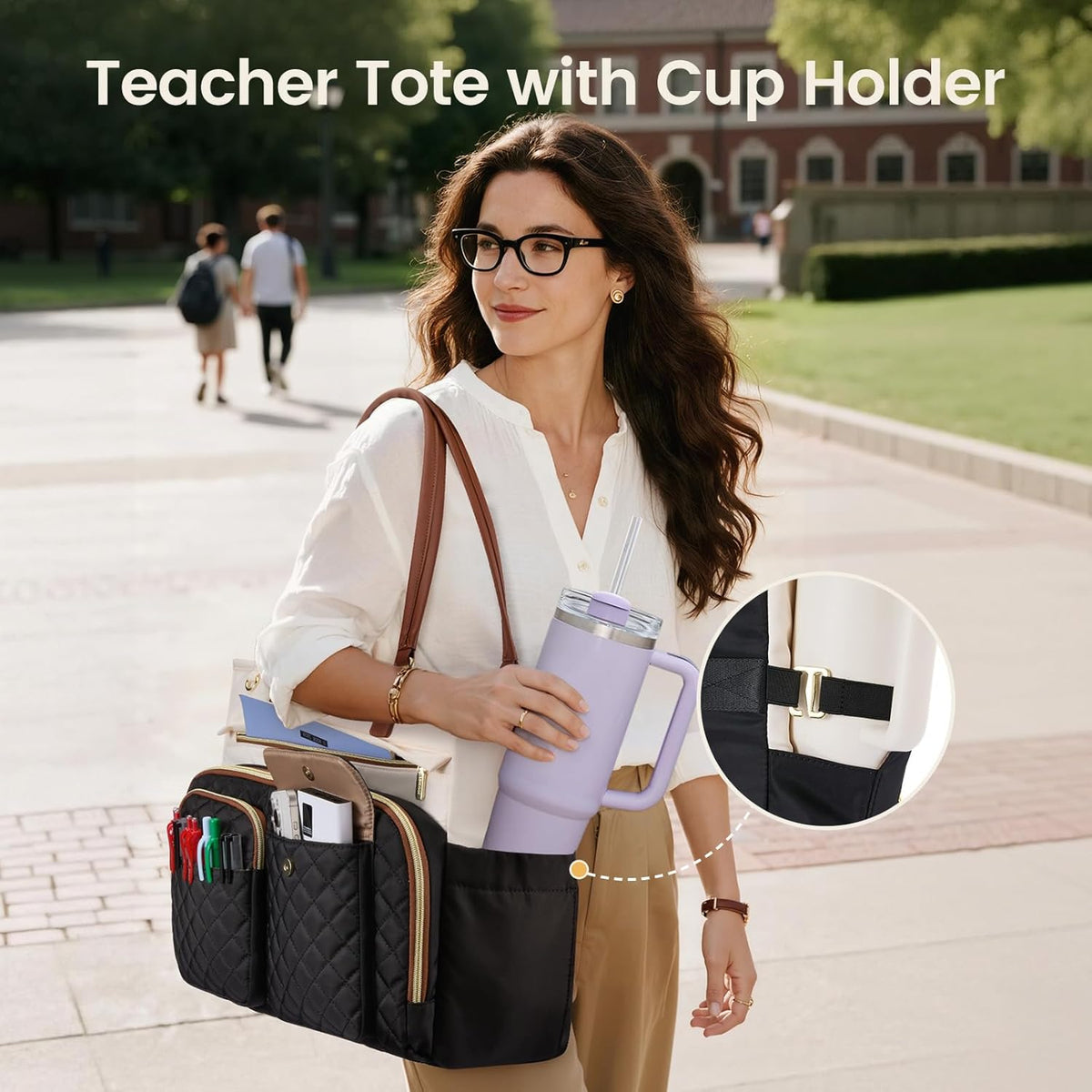 LOVEVOOK 17.3 Inch 17.3 Inch Tote Bag for Women, Nurse Bag with Large Cup Holder, Large Capacity Teacher Tote