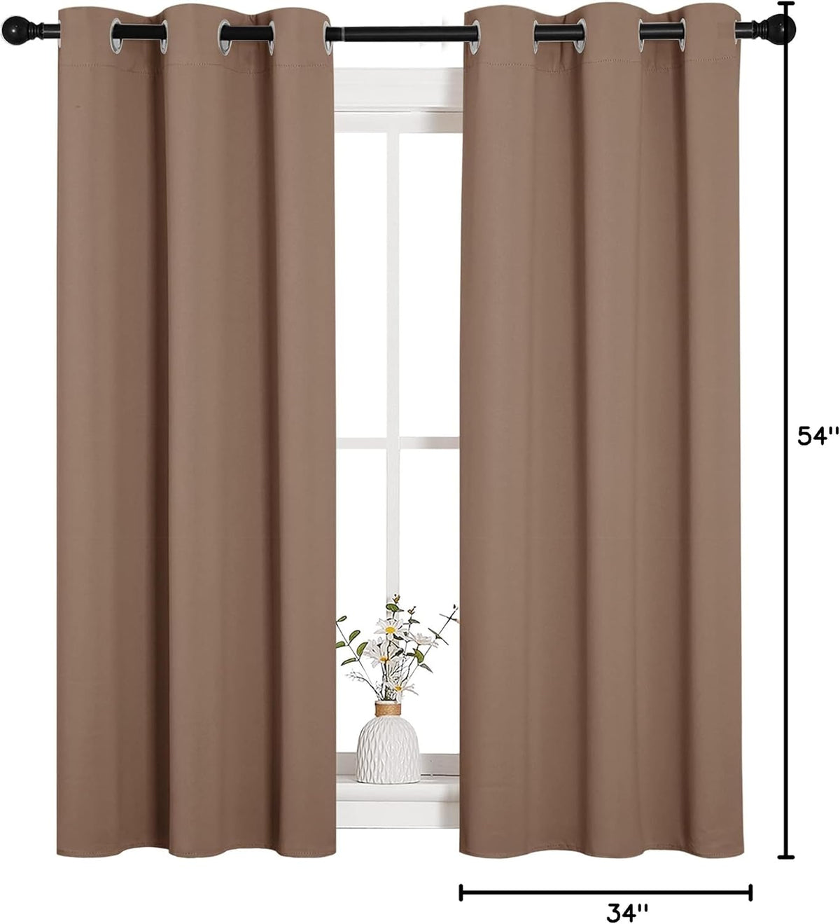 NICETOWN Room Darkening Curtain Panels - Thermal Insulated Grommet Drapes for Bedroom | 34x54 Inches, Cappuccino