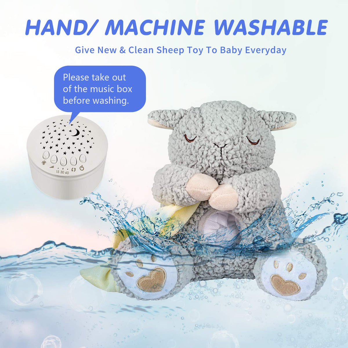 BEREST Rechargeable Baby Sleep Soother, Mom's Heartbeat Babies Cry Sensor Lullabies & White Noise Sound, Nursery Decor Night Light Projector Toddler Crib Sleeping Aid, Boys & Girls Shower Gifts