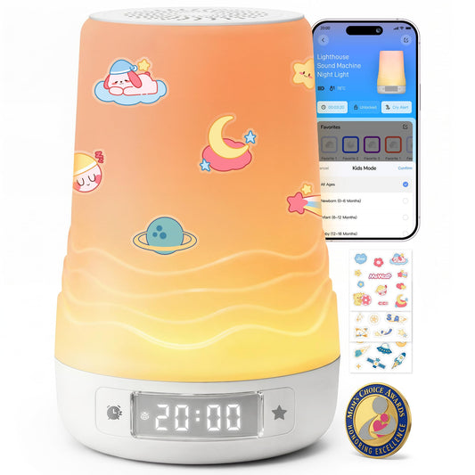 Mewaii White Noise Sound Machine Baby & Adult, 360° RGB Night Light, AI Cry Detection, App Control, 100 Soothing Sounds, Sleep Routine Builder, Kids Nursery Baby Essentials Shower Gift Toddler Bedroom