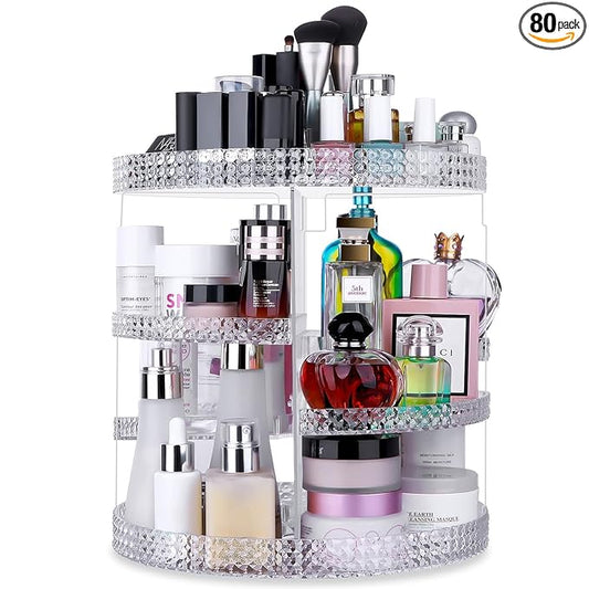 Awenia Makeup Organizer 360-Degree Rotating, Adjustable Makeup Storage, 7 Layers Large Capacity Cosmetic Storage Unit, Fits Different Types of Cosmetics and Accessories, Plus Size(Acrylic Clear)
