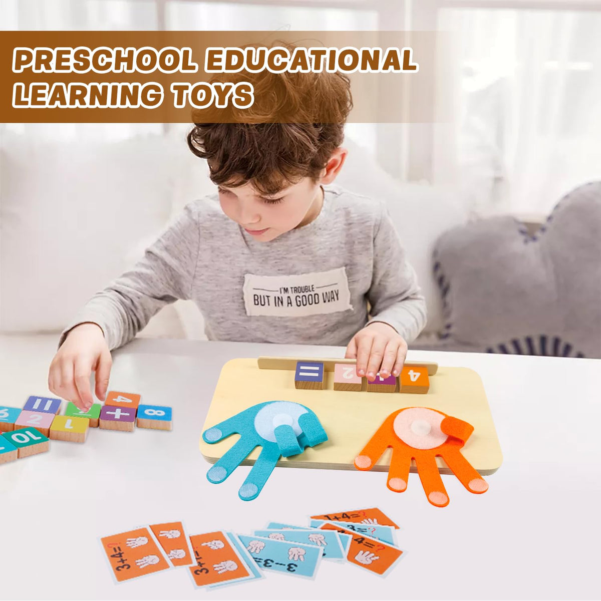 Preschool Learning Toys for Toddlers 3+ Years, Educational Number Counting Blocks for Kids, Homeschool Supplies for Math Manipulates, Finger Counting Math Toy, Montessori Toys for Kids Age 3+