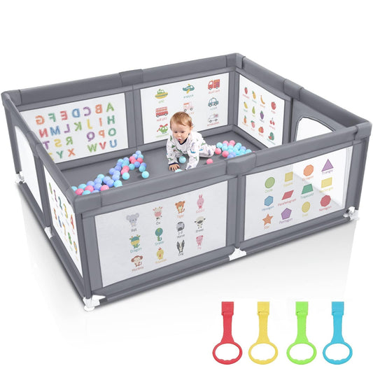 VOOVC Baby Playpen for Babies and Toddlers, 71x60 Inches Thickening Tube Baby Playards Kids Activity Center with Anti-Slip Suckers Tear-Resistant Mesh