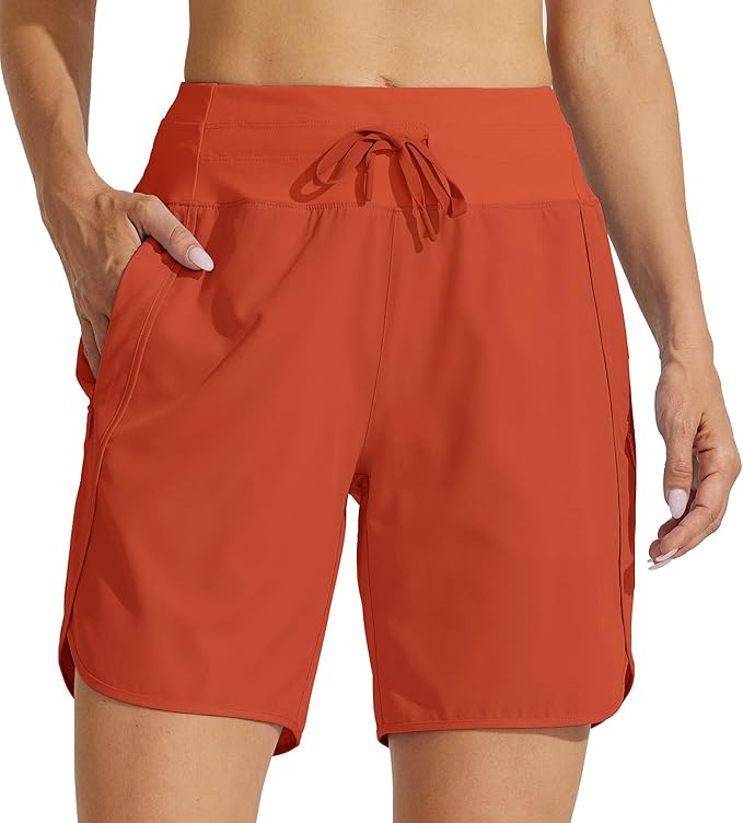 Willit Women's 7" Athletic Running Shorts Long Workout Hiking Shorts Quick Dry High Waisted Active Zipper Pocket(X-Small)