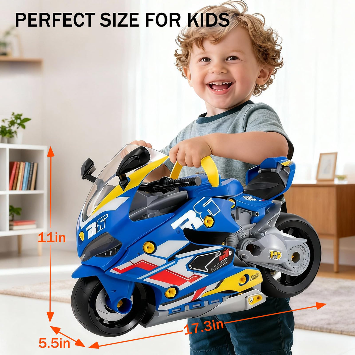 Take Apart Motorcycle Toy for Kids 3-5, Mechanic Toy DIY Repair Set with LED Lights, Real Engine Sounds & Spraying Exhaust - STEM Building Toys Engine Build Kit Birthday Gift for 3 4 5 6+ Year Old Boy