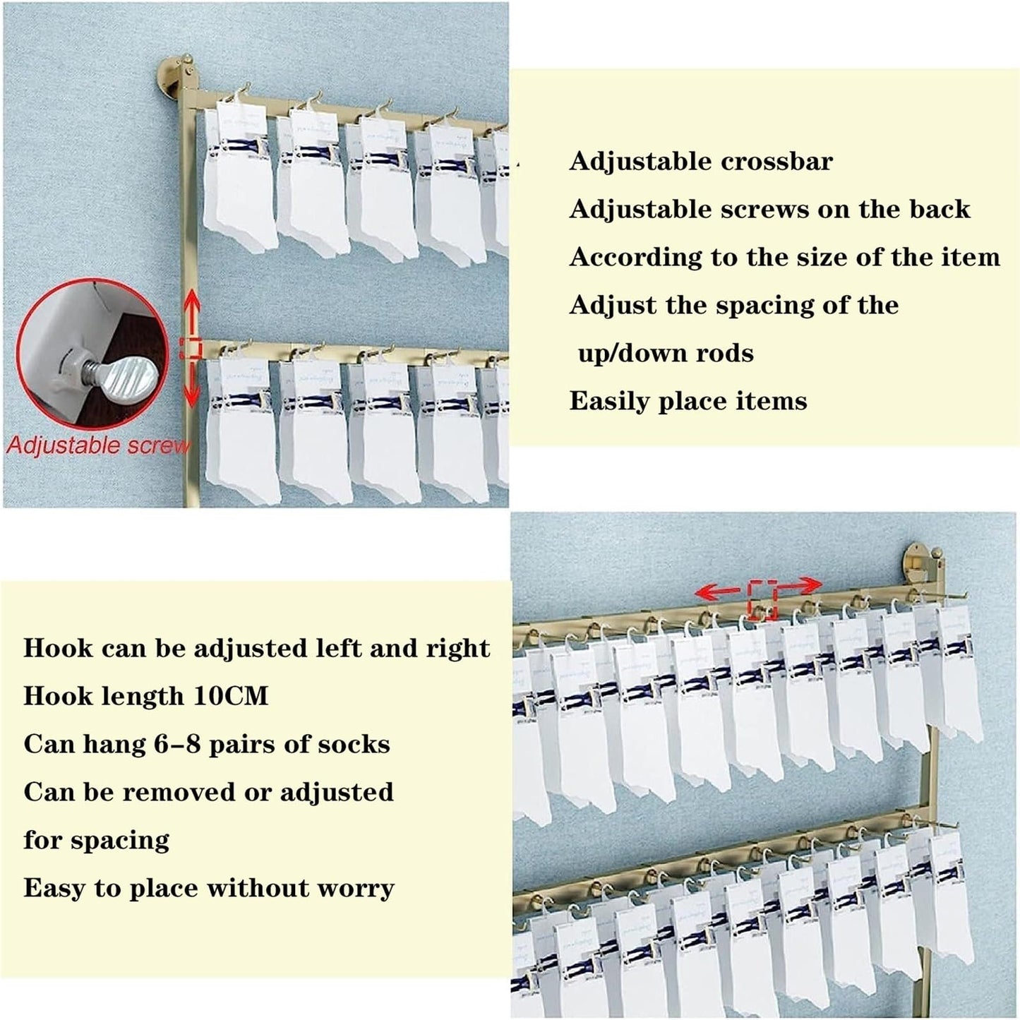 60/80/100/120cm Underwear Display Stand, Metals, Retail Showshelves, Lingerie Bra Rack Swimsuit Organizer Hanger, Commercial Clothing Store Shelf, for Shorts,Hats, Sock(Gold,120 * 100cm)