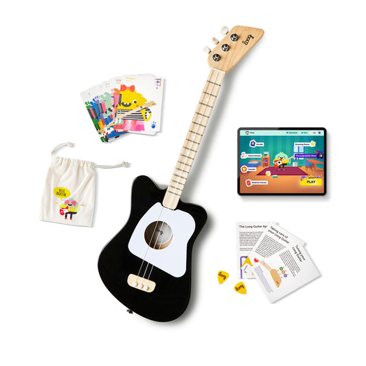 Loog Mini Acoustic kids Guitar for Beginners 3-strings Ages 3+ Learning app and lessons included