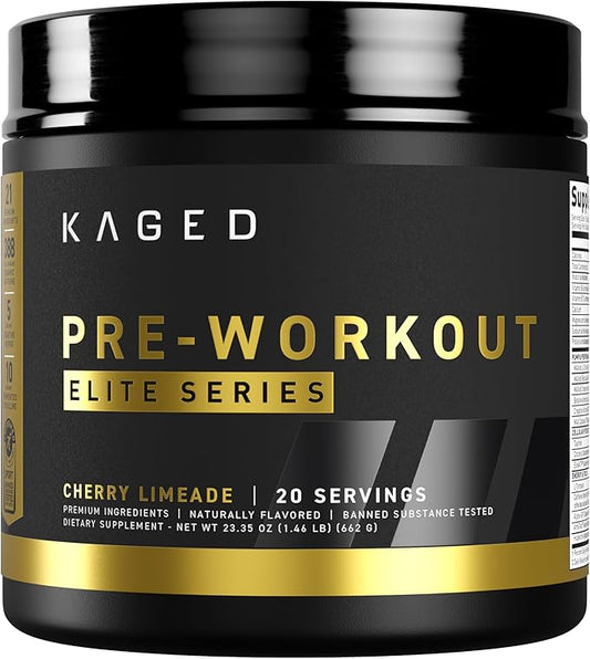 Kaged Pre Workout Elite Powder | Cherry Limeade | Pre-Workout with Creatine, Beta Alanine, L-Citrulline, BCAAs | 388 mg Organic Caffeine | Pre Supplements for Men & Women | 20 Servings
