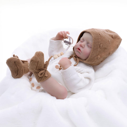 Cloveray Reborn Baby Dolls – 20 Inch Real Baby Dolls That Look Real, Full Body Vinyl Girl Doll in Soft Knit Outfit, Lifelike Newborn with Accessories, Gift for Children Ages 3+, Pretend Play