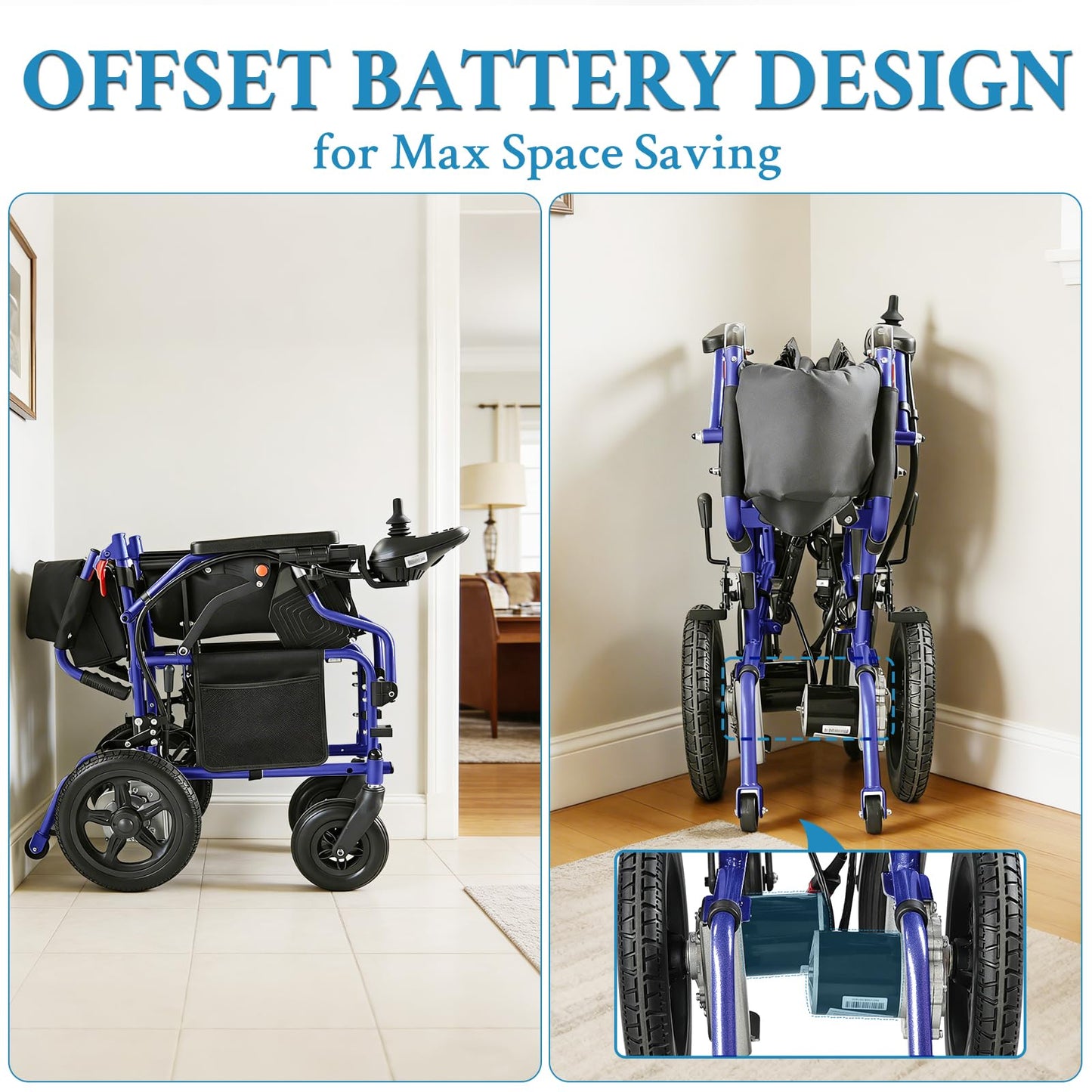 YF001 Zygenair 20" Wider Electric Wheelchair 330 Lbs Capacity Electric Wheelchairs for Adults, Foldable Power Wheelchair Lightweight Motorized Mobility Chair with 12Ah Lithium Battery (Purple, Max)