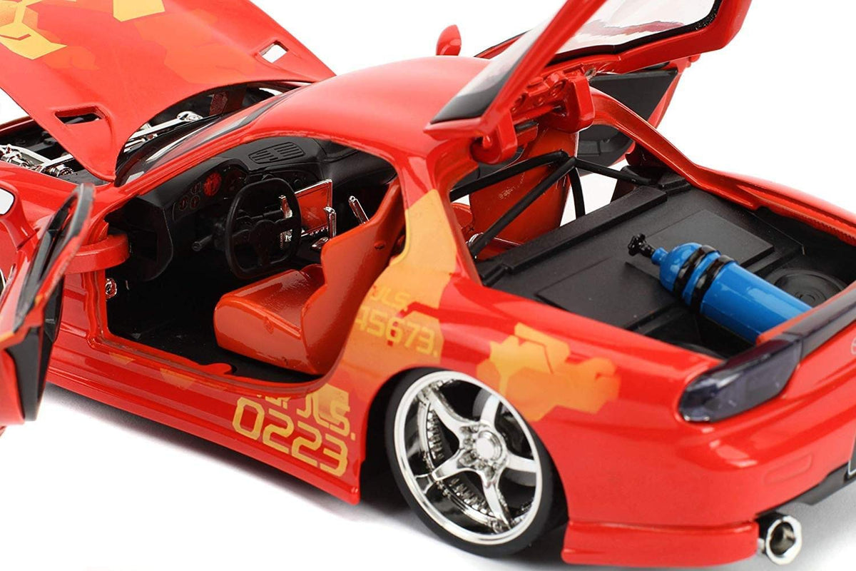 Jada Toys Fast & Furious 1:24 Orange JLS Mazda RX-7 Die-cast Car, Toys for Kids and Adults (30747)