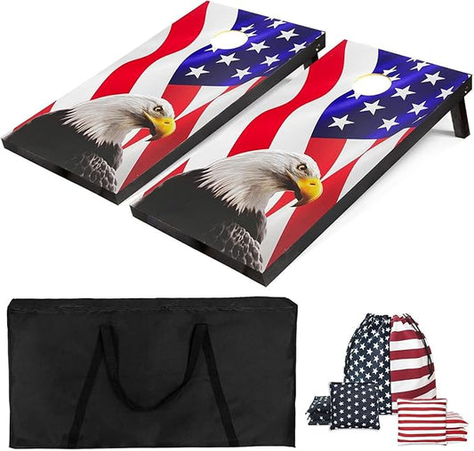 PetGirl Wood Cornhole Boards Set, Indoor & Outdoor Corn Hole Games for Adults Kids, Corn Hole Sets with Carry Case & 8 Bean Bags, Toss Game for Yard, Backyard, Beach
