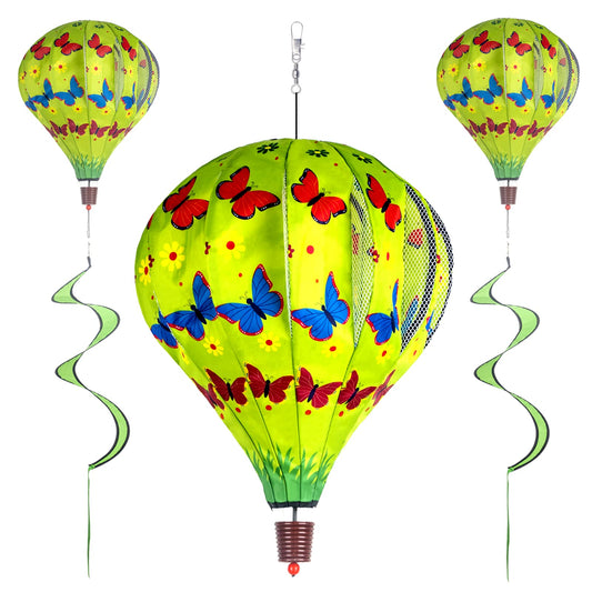 2Pack Hot Air Balloon Wind Spinner Garden Windmills and Spinners Decorations Large Outdoor Hanging Decor Lawn Yard Windsock Ornaments Colorful Butterfly Wind Hanging Ornaments