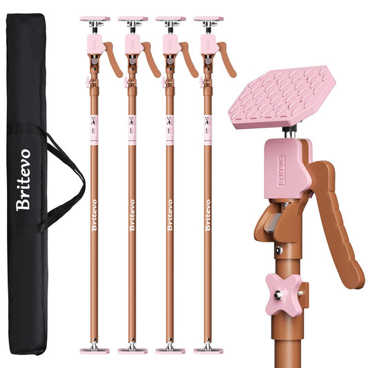 Britevo 4PK Adjustable Telescopic Support Pole - Cabinet Jack, Heavy Duty Third Hand Support System, Support Road, Drywall Lift, Dust Barrier & Cargo Bar, 54-115", Holds 154lbs