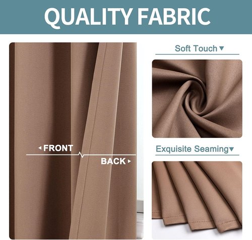 ChrisDowa Blackout Curtains - Thermal Insulated Room Darkening Panels, 108 Inches Long, Cappuccino (Set of 2)