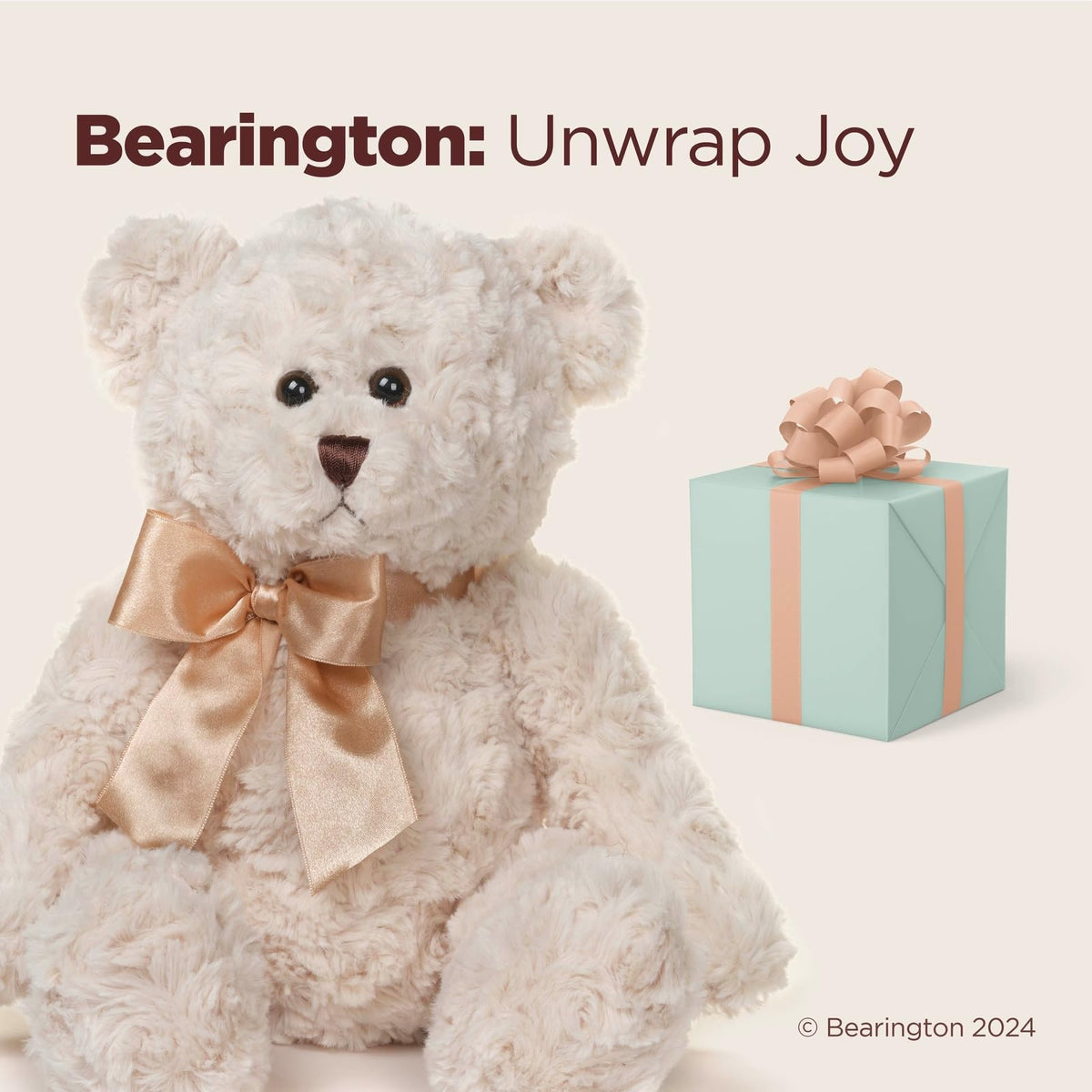 Bearington Huggles Creamy White Teddy Bear Stuffed Animal Toy - 16" Soft-Fur Teddy Bear Plushies with Satin Bow - Cuddly Stuffed Bears Plush Gift for Birthday, Anniversary, Holiday, or Graduation