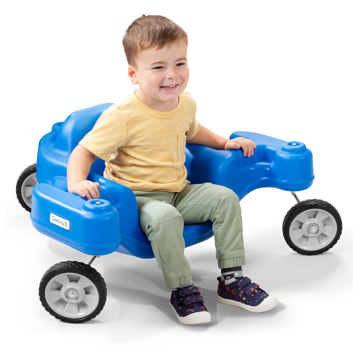 Simplay3 Galaxy Glider Ride-On Toy for Toddlers and Kids Ages 1-1/2 to 5 Years, 360-Degree Spinning Sensory Riding Toy for Kids, Blue