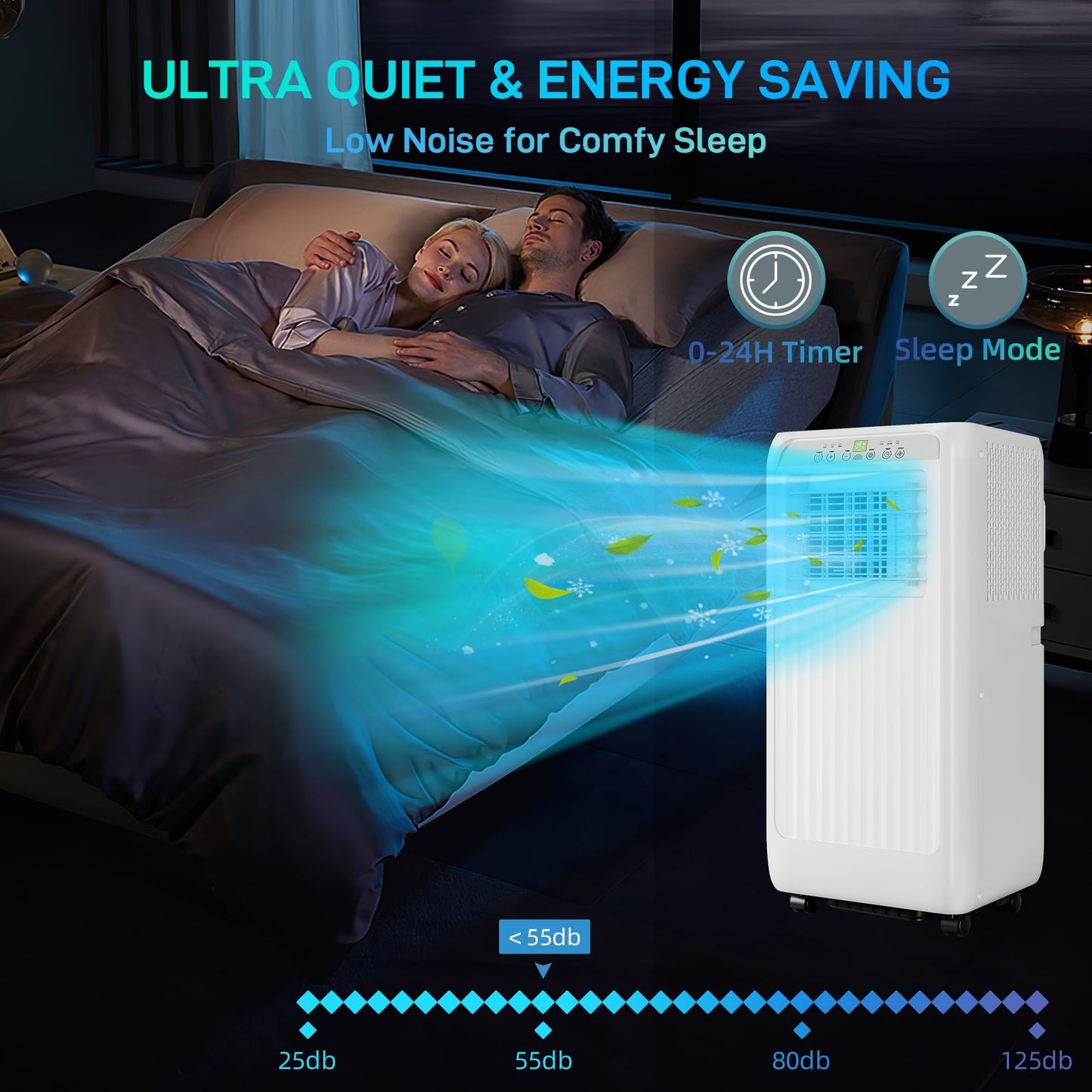 10000 BTU Portable Air Conditioner - 3-in-1 Cooling, Fan & Dehumidifier - Ultra Quiet, Energy Efficient, Remote & 24H Timer - Cools Up to 450 Sq.Ft, Window Kit - Perfect for Bedroom, Office, HomeWhite