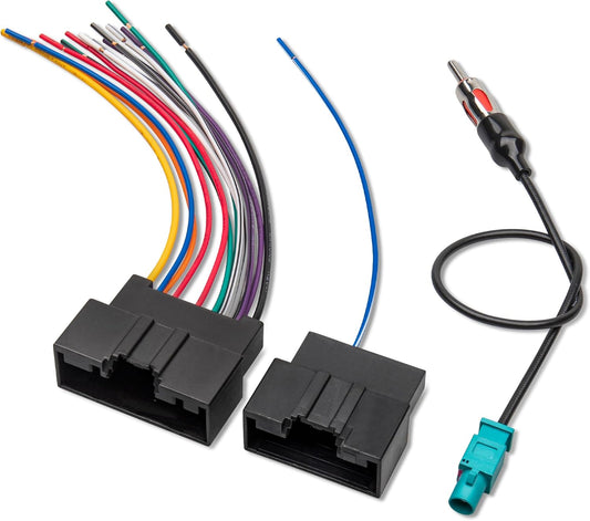 2014-2019, 2013-2018 RED WOLF Stereo Wiring Harness w/Antenna Adapter Connector Plug for Ford Transit Fiesta