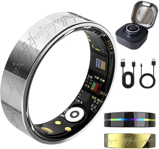 Ultra Smart Ring for Women Men,Health Fitness Tracker with Sleep/Blood Pressure/Oxygen Monitoring, Heart Rate & Activity Tracking,IP68 Waterproof, 5+Day Battery,No Subscription Fee 1-Silver 7