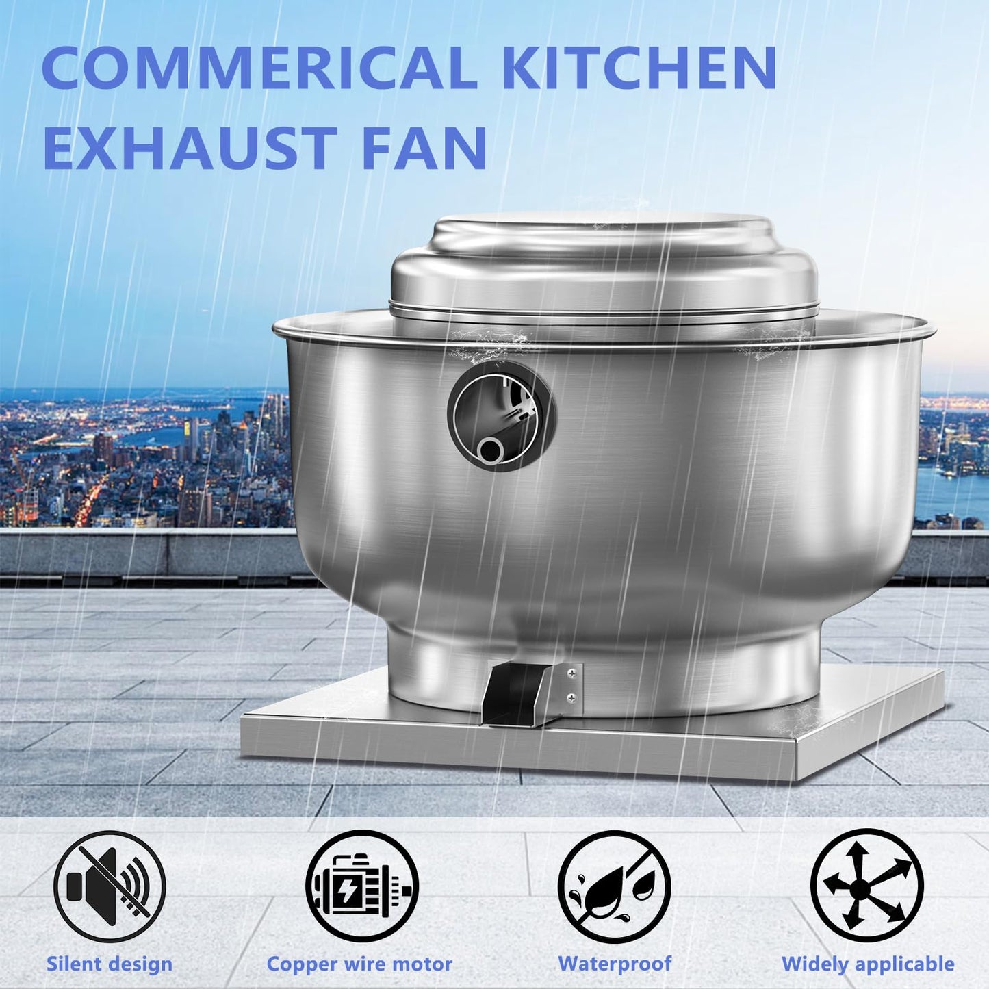FICBXRA Restaurant Canopy Hood Grease Rated Exhaust Fan- Food Truck High-Speed Direct Drive Centrifugal Upblast Exhaust Fan 1/6 HP 110 Volt Single Phase Motor 800 CFM
