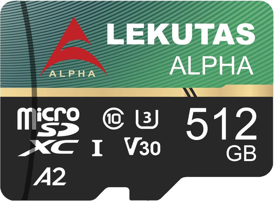 lekutas 512GB 120MB/s, C10, U3, A2, V30, 4K Micro SD Card, microSDXC UHS-I Flash Memory Card TF Card, High Read Speed