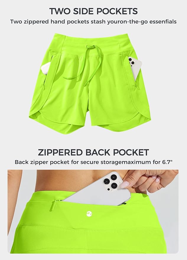 Willit Women's 7" Athletic Running Shorts Long Workout Hiking Shorts Quick Dry High Waisted Active Zipper Pocket(X-Small)