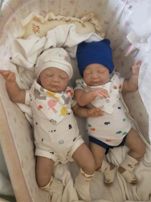 GYCV Lifelike Reborn Baby Dolls Twins Girls 20 Inch Weighted Full Body Silicone Realistic Newborn Baby Dolls Twins Real Life Baby Dolls Twins with Feeding Accessories Birthday Gifts for Kids Girls