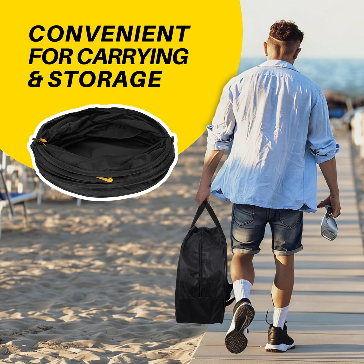 Teamaze Disc Golf Basket Set with 2 Flying Discs | Foldable Backyard & Beach Toss Game for Adults | All-Weather Outdoor Games with Carry Bag | Perfect for Lawn, Tailgating & Camping Games