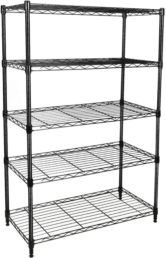 Simple Deluxe Heavy Duty 5-Shelf Storage Unit - 1250lbs Capacity | 29.92" D x 13.98" W x 61.09" H, Black