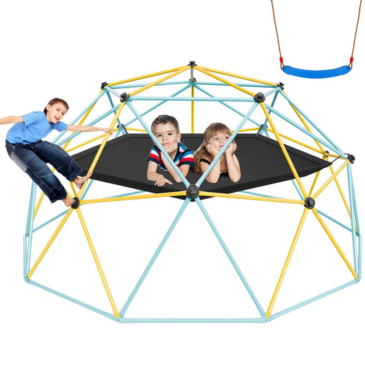 VEVOR Climbing Dome, 10FT Geometric Dome Climber with Hammock and Swing, Jungle Gym Supports 750LBS and Easy Assembly for Kids 3 to 10 Years Old, with Climbing Grip, Outdoor Backyard Play Equipment