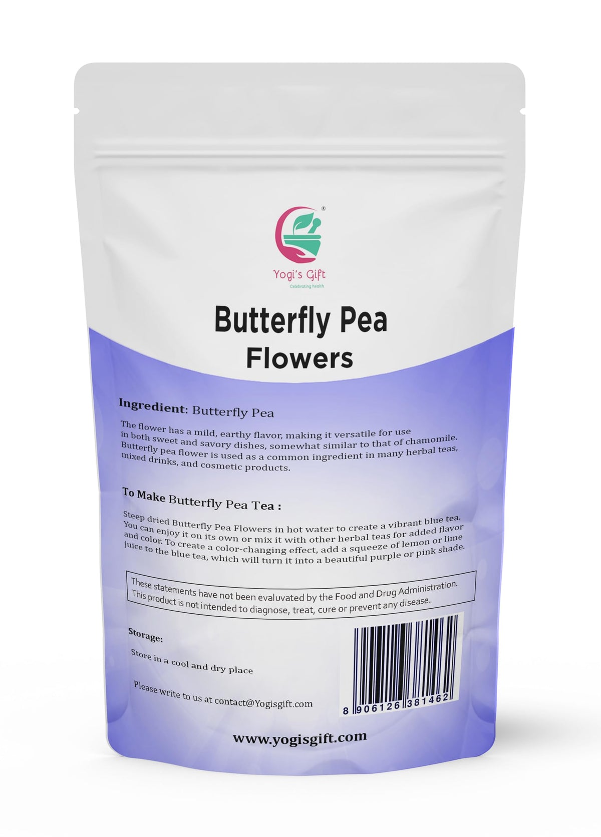 Butterfly Pea Flower Dried 1 LB (1000+ Cups) | Blue Butterfly Pea Flower Tea | Beautiful Blue Or Purple Food Coloring | Premium Quality | By Yogi's Gift®