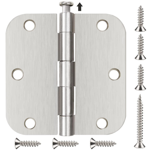 18 Pack Nickel Door Hinges Brushed Nickel 3 1/2 Interior Door Hinges Satin Nickel 3.5 Inch with 5/8” Radius Corners 3 ½"x 3 ½" Silver Hardware Controls