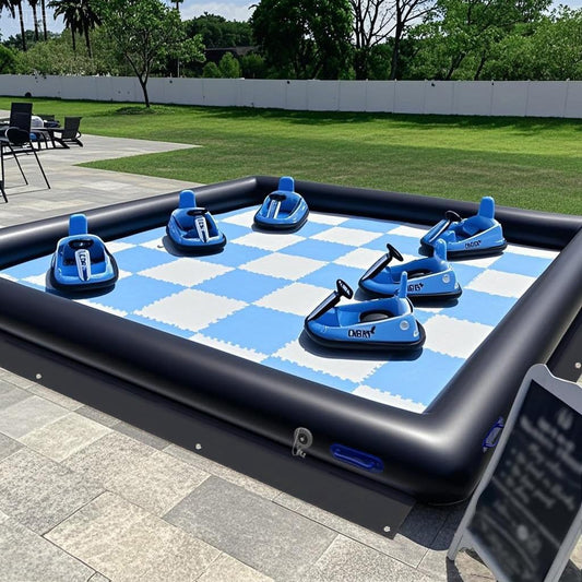 CZGBRO Inflatable Bumper Car Racing Track - Mini Inflatable Race Track with Pump Go Kart Race Pipe Without Bottom(Black, 10 * 10FT)