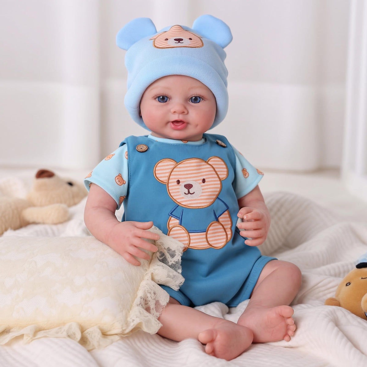 BABESIDE 17-Inch Reborn Baby Dolls, Realistic Lifelike Newborn Poseable Doll with Soft Vinyl Limbs, Cloth Body and Complete Accessories, Gift for Kids Girls Boys Age 3+