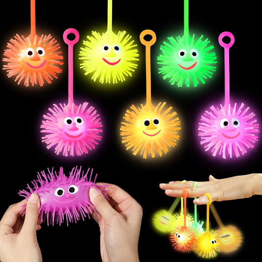 ClassyWhimsy 36PCS LED Puffer Balls Bouncy Light Up Ball for Kids 4-12 Toy Stress Ball Flashing Sensory Puffer Toy Glow in The Dark for Classroom Stuffer Sprizes Bulk Kid Pinata Fillers Party Supplies