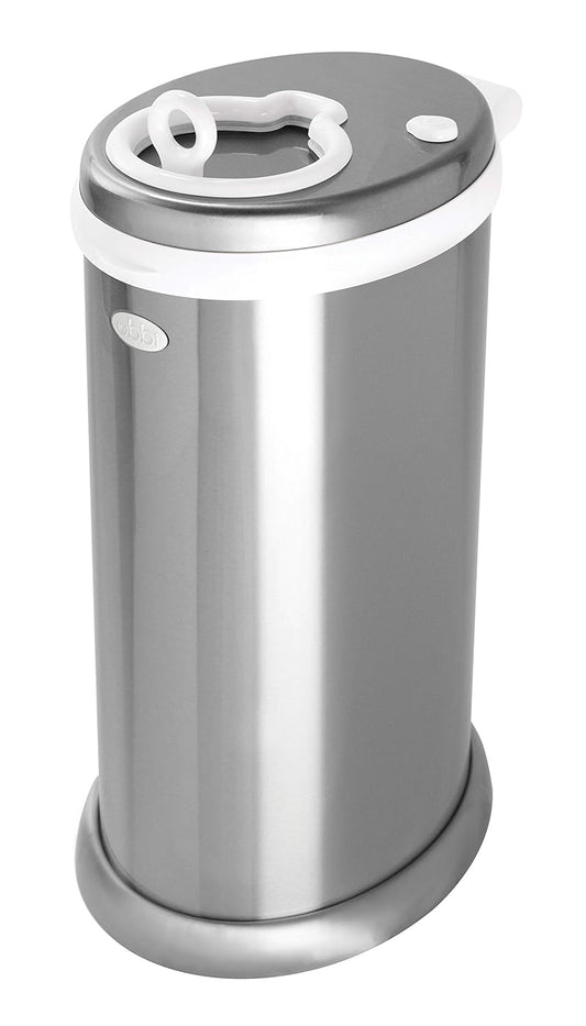 Ubbi Steel Diaper Pail - Odor Locking Design, No Special Bag Needed | Award-Winning Chrome Finish