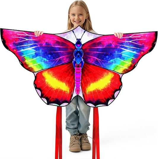 Large Butterfly Kite for Kids & Adults, 55" x 28" Easy to Fly Single Line Kite for Kids Ages 4-8, 8-12, Comes with 300 FT Kite String Handle