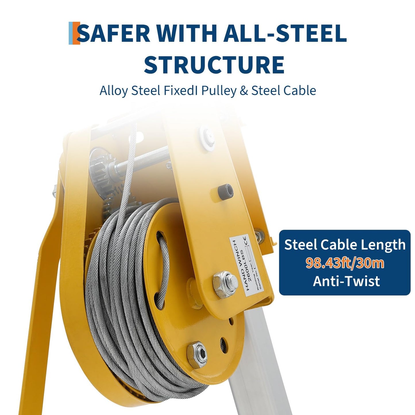 Adjustable Confined Space Tripod Rescue System – 1200 Lbs Winch, Self-Locking Safety, 49 ft Steel Cable, Safety Harness & Storage Bag, for Well, Sewer, Manhole, Tank Operations (Fall Protection)