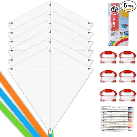 DIY Kites for Kids Kite Making Kit Bulk, Decorating Coloring Kite Party Pack,White Diamond Kite Kits
