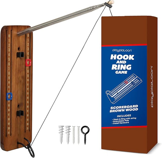 Play Platoon Hook and Ring Toss Bar Game for Adults - Wood Toss Ring Game for Adults - Perfect Home, Basements, & Bar Gifts
