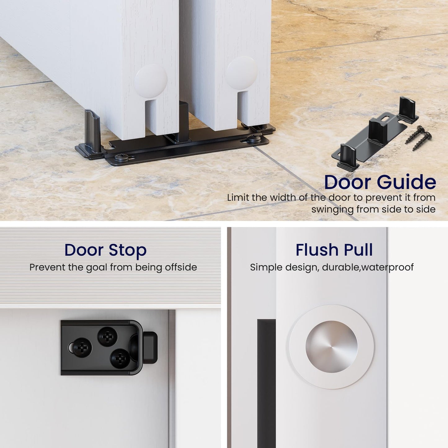 SMARTSTANDARD 72"/6FT Bypass Sliding Door Hardware Kit for Cabinet Closet, Aluminum Alloy Door Hardware with Finger Pull, for 2 Door System, Smoothly and Quietly, Fit 36.5" Wide Door Panel, No Door