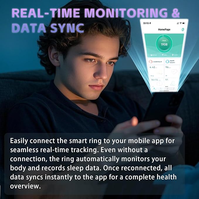 Smart Ring for Men Women ??Fitness Tracker Ring with Heart Rate, SpO2, Blood Pressure, Sleep Monitoring, Step & Calorie Counter, No Subscription Fee, iOS & Android Compatible (Black, 12)