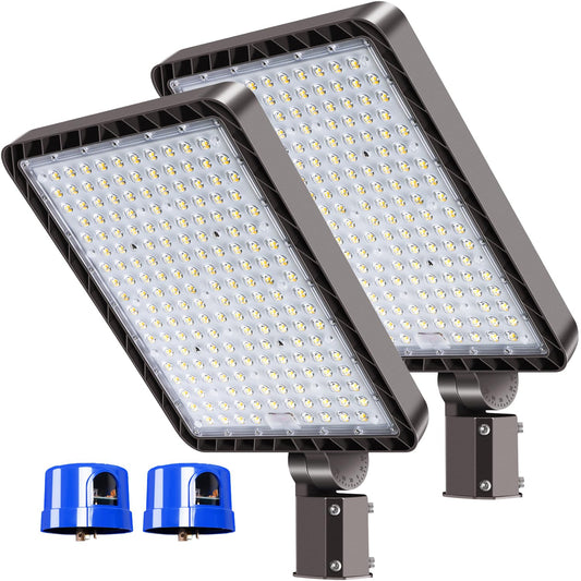 BIRITALO 480W LED Parking Lot Light 72000LM Dusk to Dawn Outdoor LED Flood Stadium Light Commercial 100V-277V 5000K IP65 Waterproof Large Building Shoebox Pole Slip Mont Lighting for Yard Barn 2 Pack