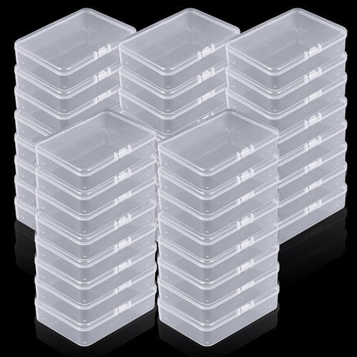 LECEHIVO Clear Plastic Beads Storage Containers - 40 Pcs Jewelry Box with Lids & Stickers | 4.1 x 3 x 1 Inch
