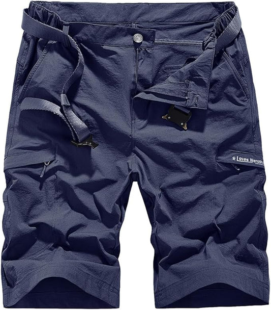 Quick Dry Hiking Shorts Men's Cargo Casual Outdoor 4-Way Stretchy Lightweight Summer Short with Multi Pockets 30-46 (No Belt)