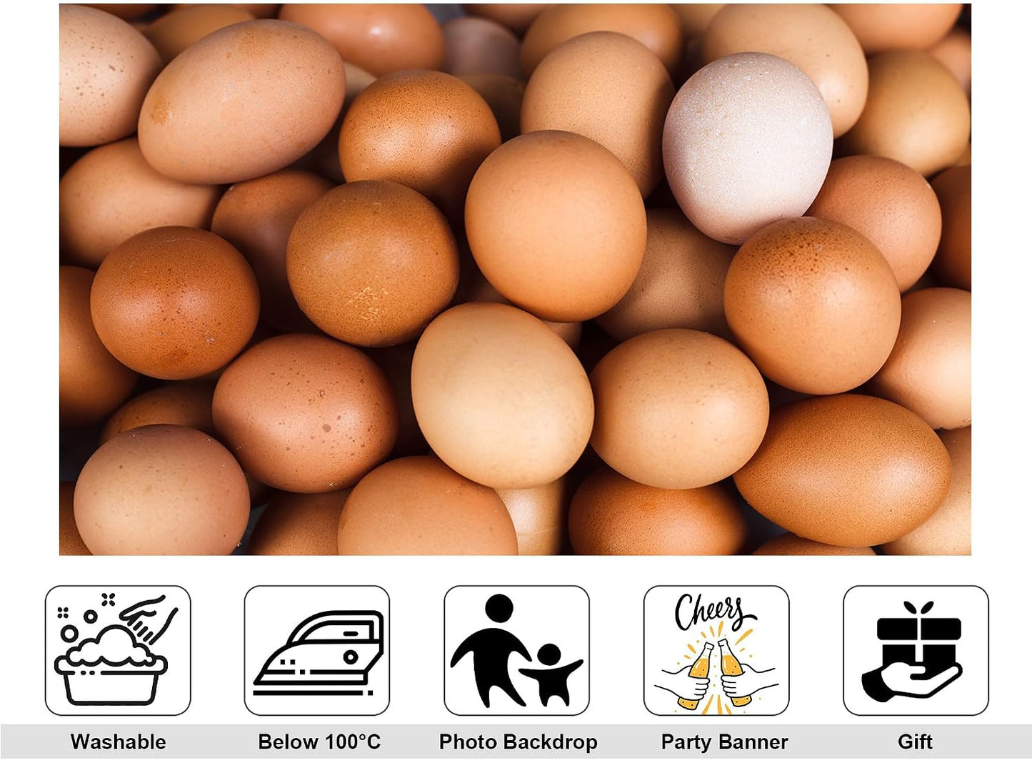 KeyWork 8x8ft Brown Egg Backdrop Farm Produce Photography Background for Party Rustic Farmhouse Themed Events