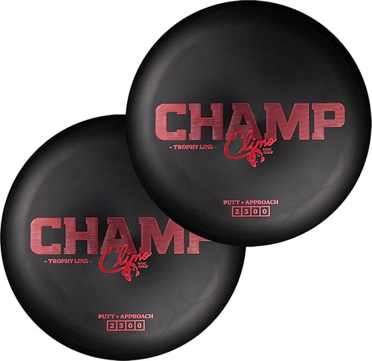 Climo Disc Golf Champ Putter 2-Pack - Trophy Line Plastic - 173+ Grams - White, Black, or Pink – Matching Putters – Ken Climo 12X World Champion