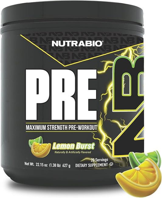 NutraBio Preworkout Powder, Lemon Burst| Explosive Energy, Laser Focus, Extreme Pumps| Pre Workout for Men & Women| Performance, Endurance, Power Complex, Caffeine, Electrolytes